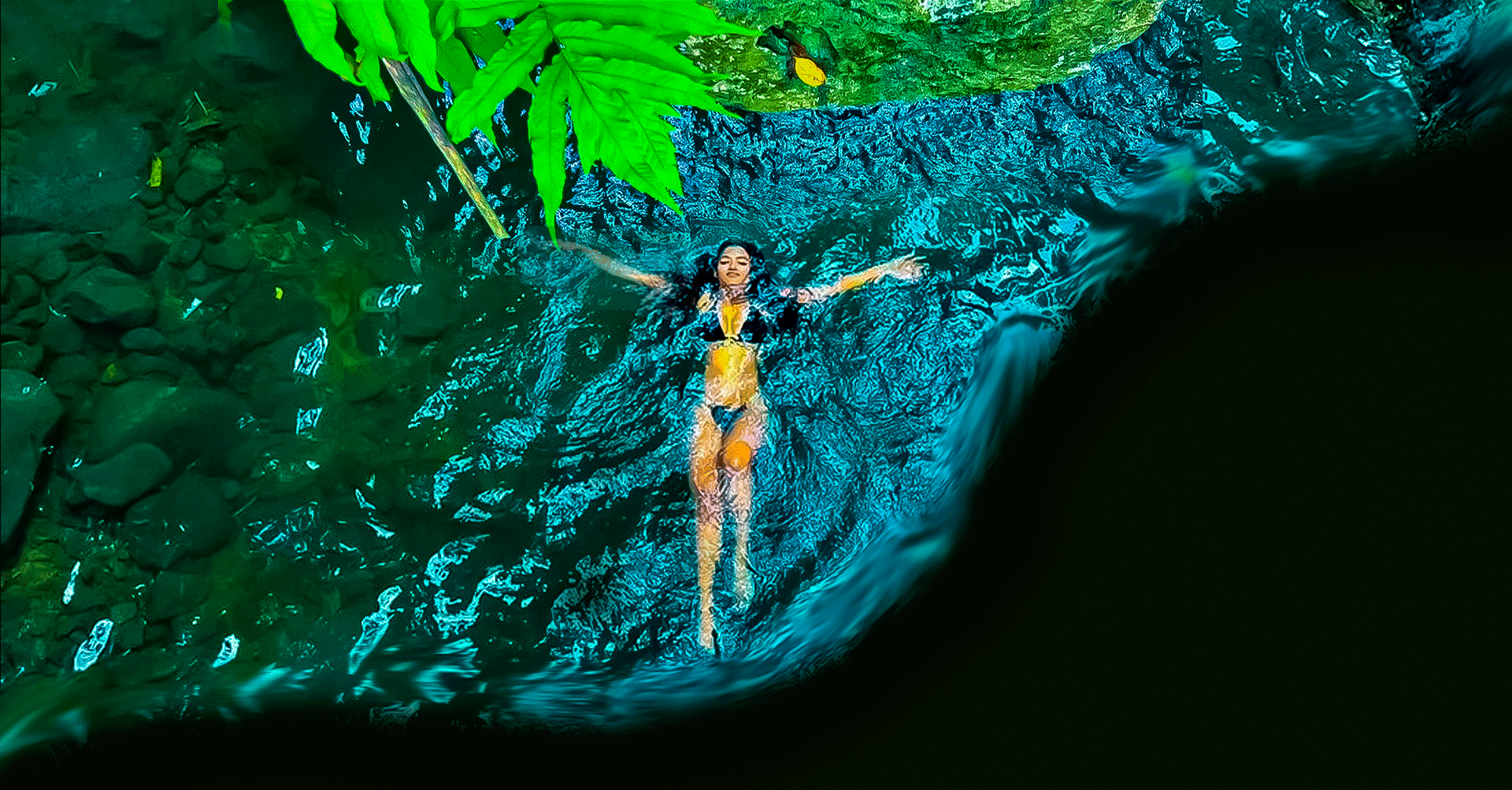 mujer bañandose en un logo